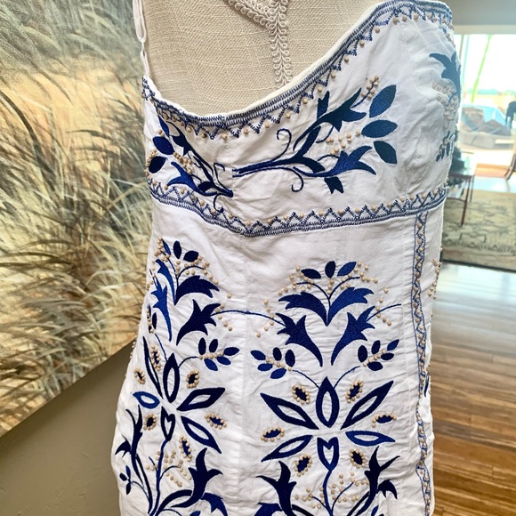 Embroidered wood beads top w thin straps zipper side SZ 14 - Picture 7 of 13